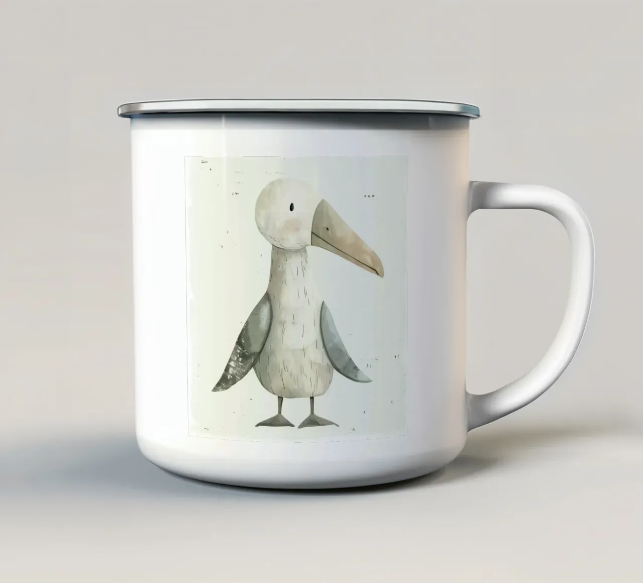 Illustrazione stilizzata di un uccello marino tazza in smalto da DesignDoodle