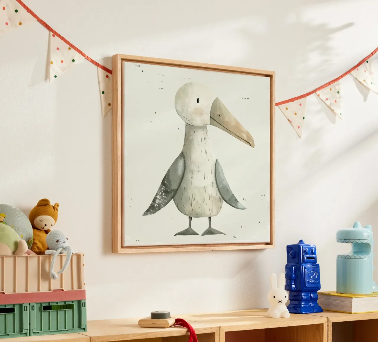 Stylized Illustration of a Seabird canvas with Floater frame by DesignDoodle