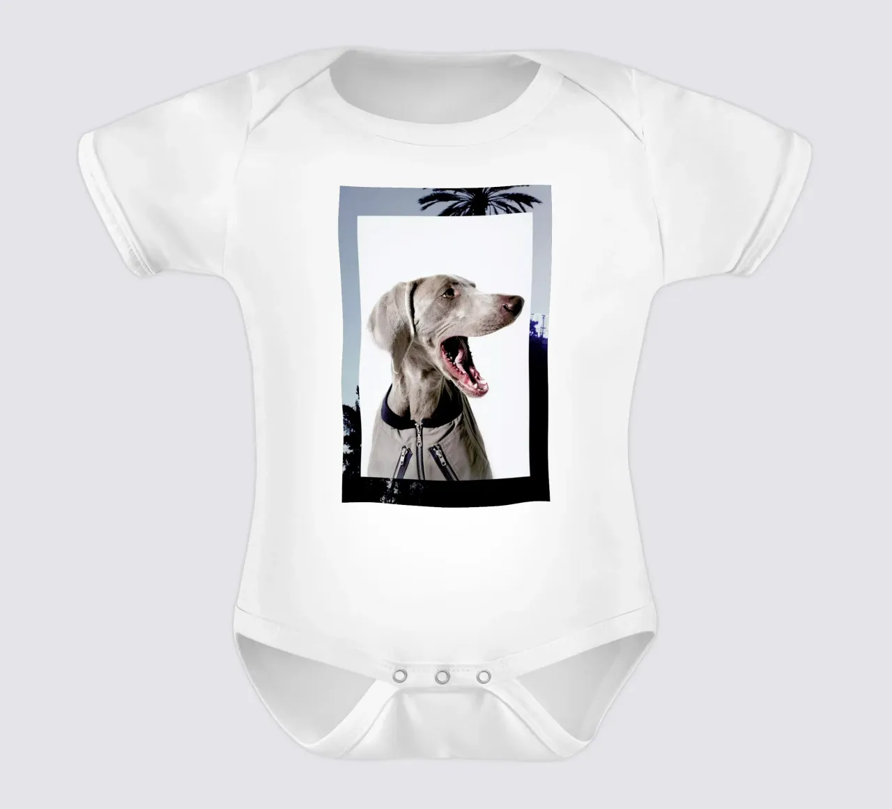 The Tailwaggers 6-3 short-sleeve baby romper by Paul Aidan Perry