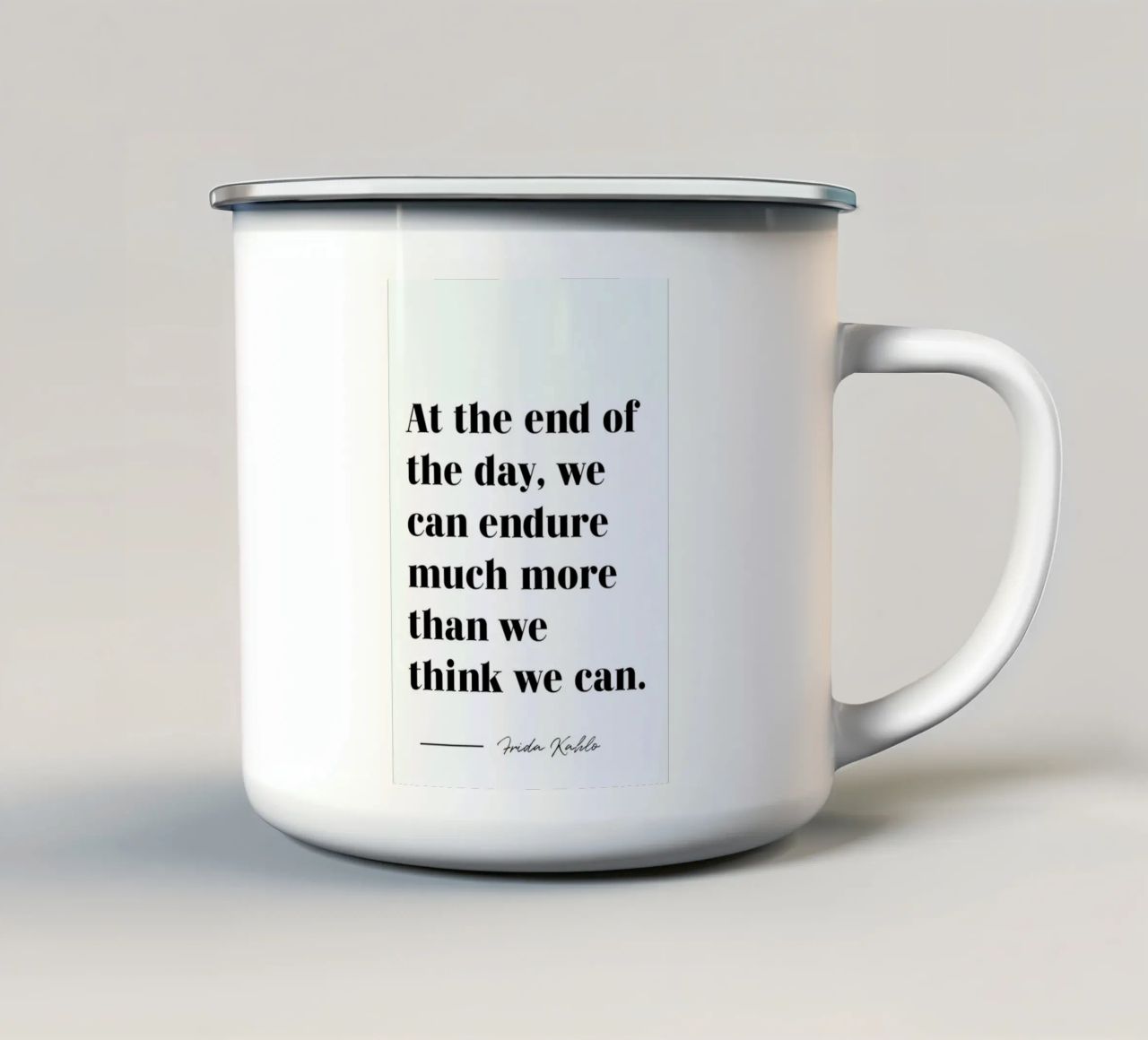 At the End of the Day tazza in smalto da typed