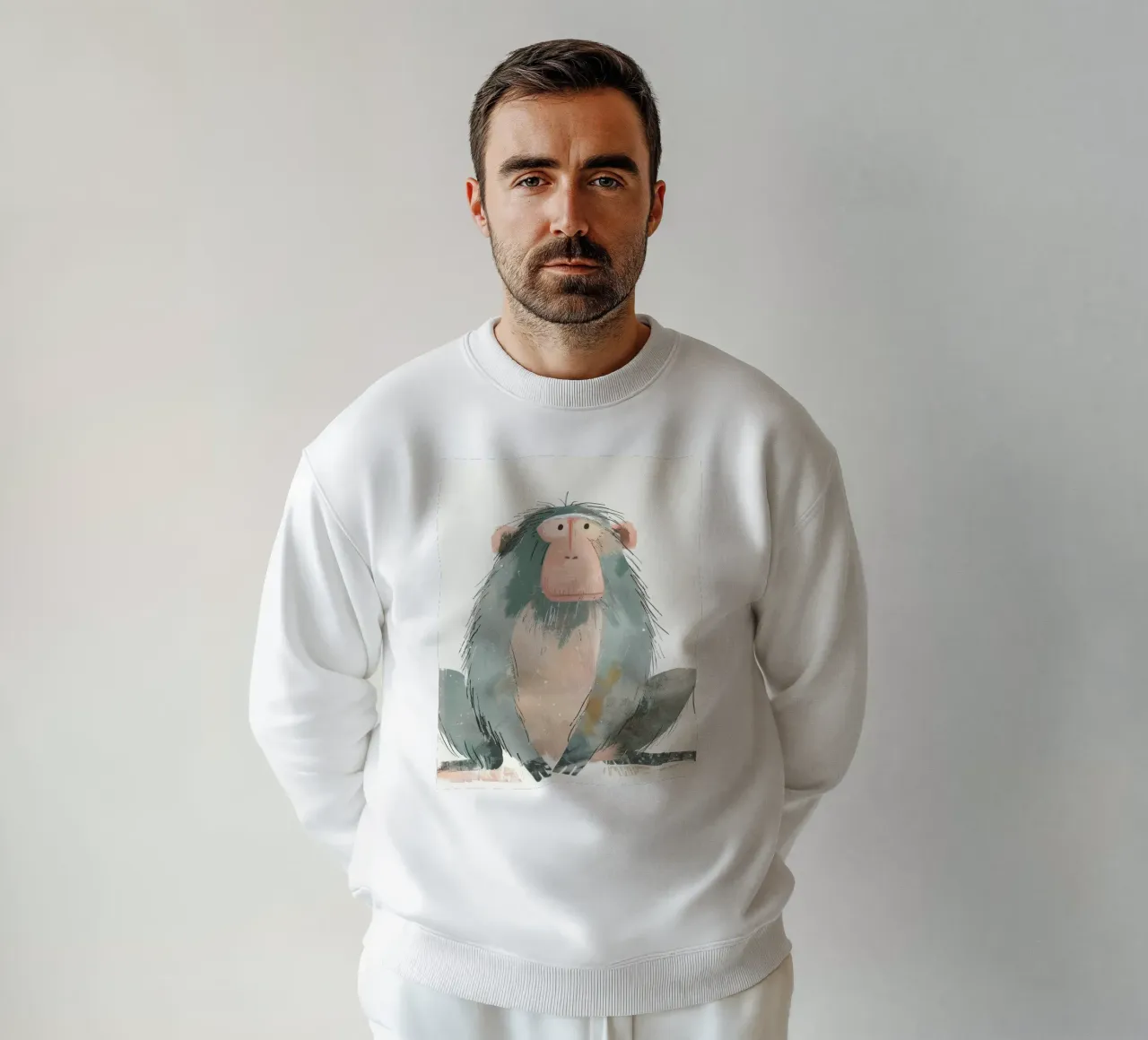 Stilisierte Illustration eines sitzenden Mandrills Sweatshirt von DesignDoodle