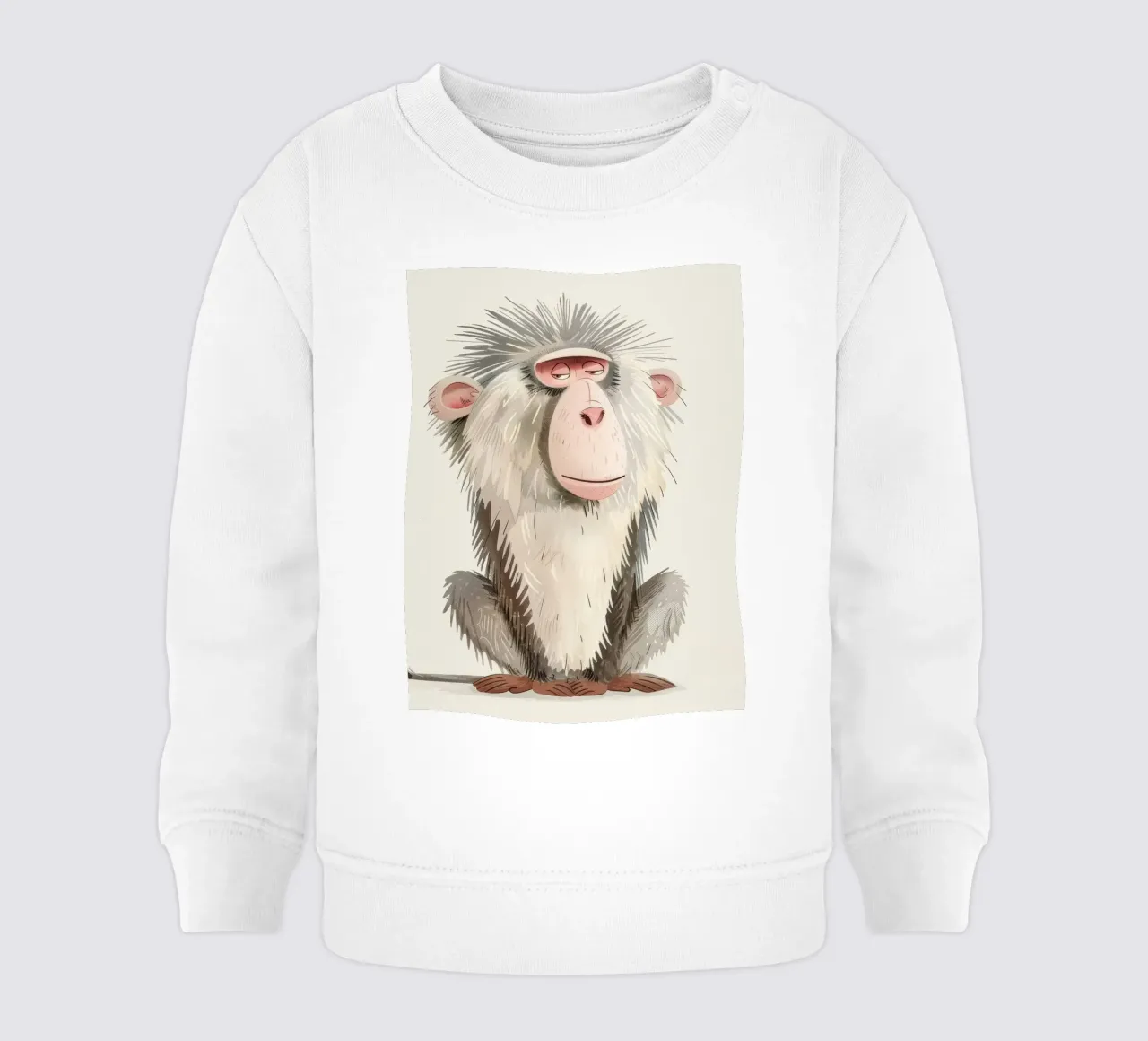 Illustrazione stilizzata di un primate seduto felpa neonato da DesignDoodle