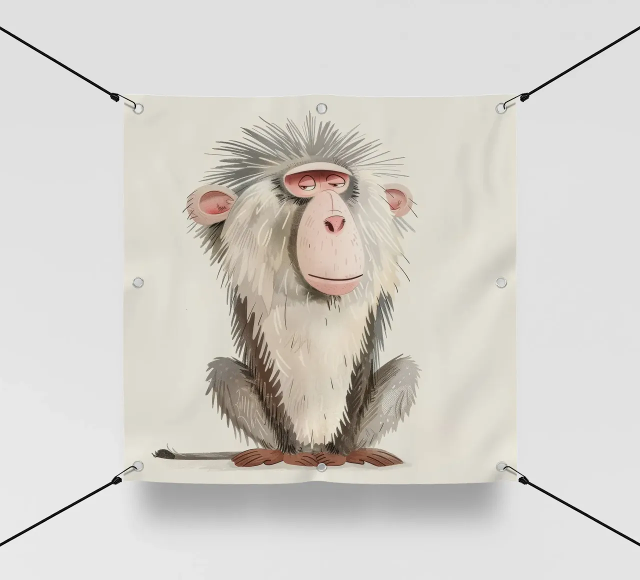 Illustrazione stilizzata di un primate seduto telo in pvc da DesignDoodle