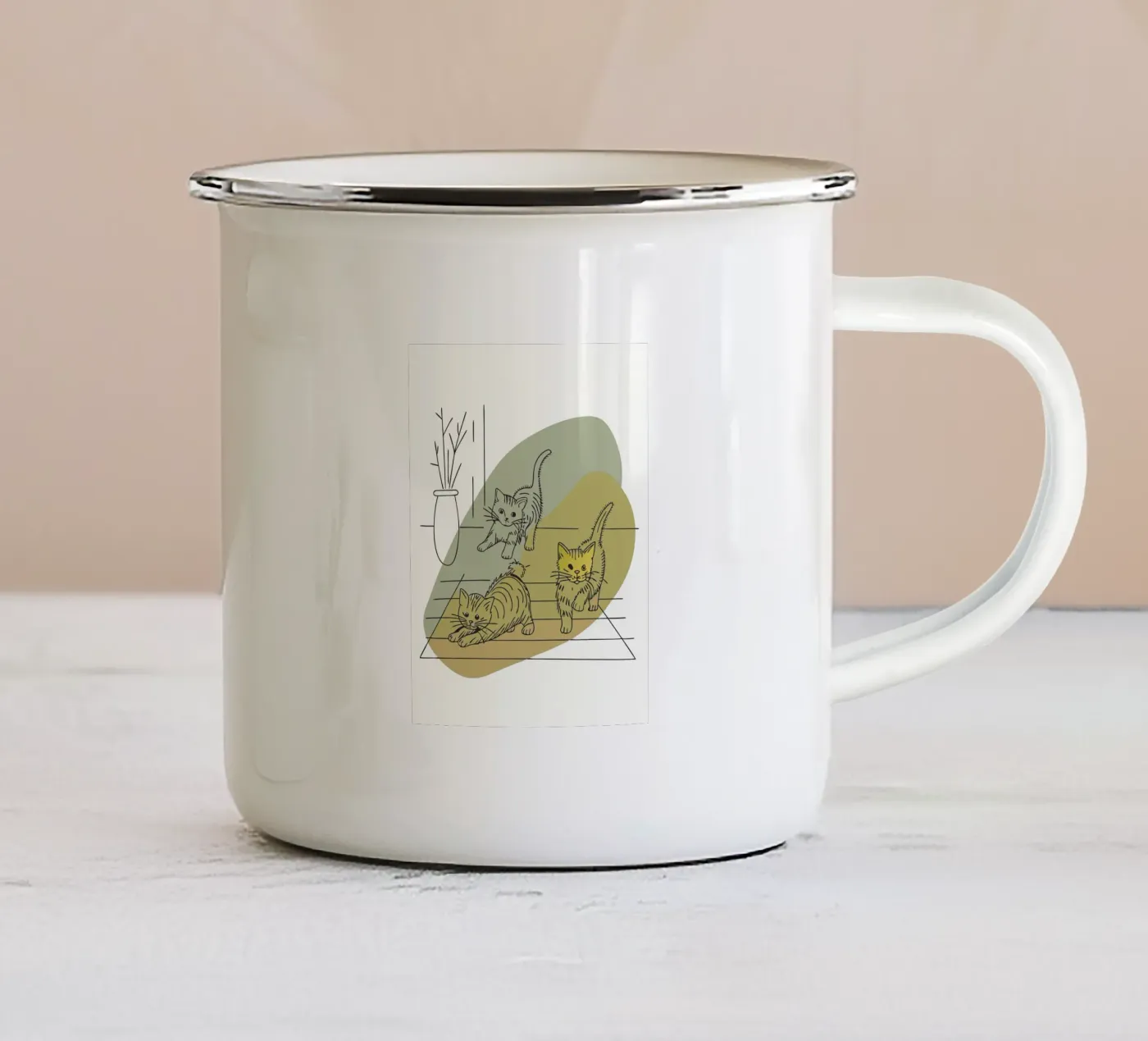 Three Kittens emaille mok van RELAXING TOUCH