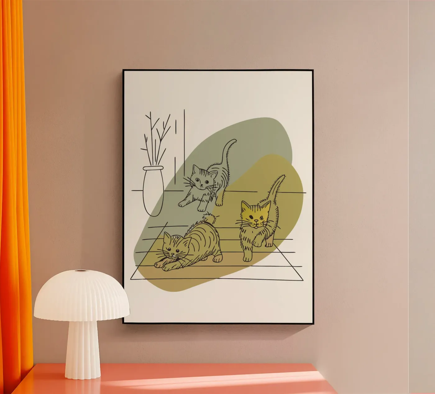 Three Kittens acryl van RELAXING TOUCH