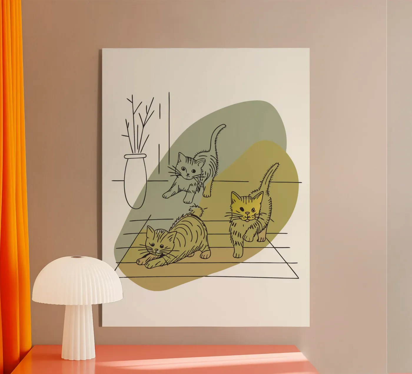 Three Kittens acryl van RELAXING TOUCH