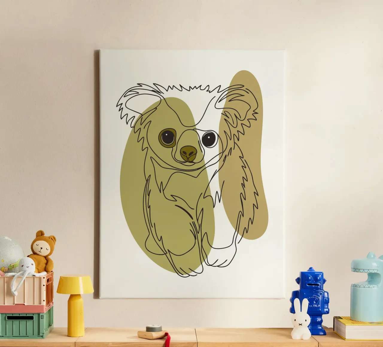Bärenjunges Leinwand mit Schattenfugenrahmen von RELAXING TOUCH