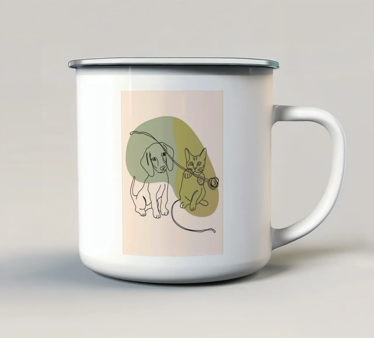 Dogs and Cats enamel mug by RELAXING TOUCH
