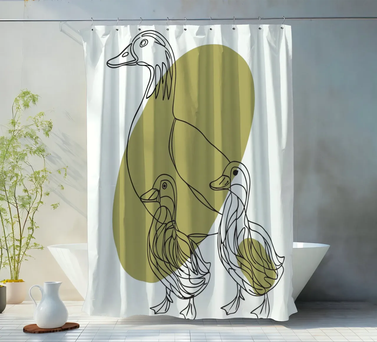 Le anatre e i loro figli tenda da doccia da RELAXING TOUCH