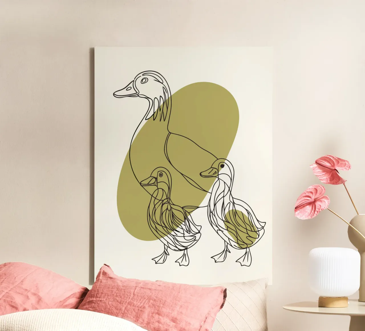 Ducks and their Children canvas with Floater frame by RELAXING TOUCH