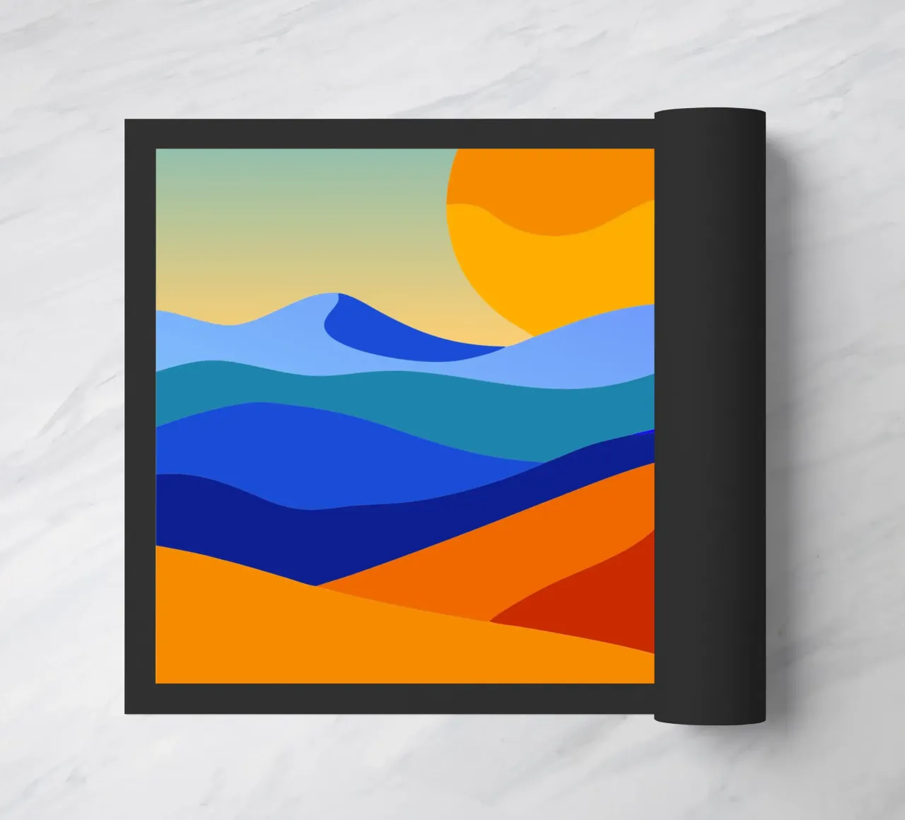 Minimalistische Wüstenlandschaft Illustration Malerei Kunst Fußmatte von zetazone