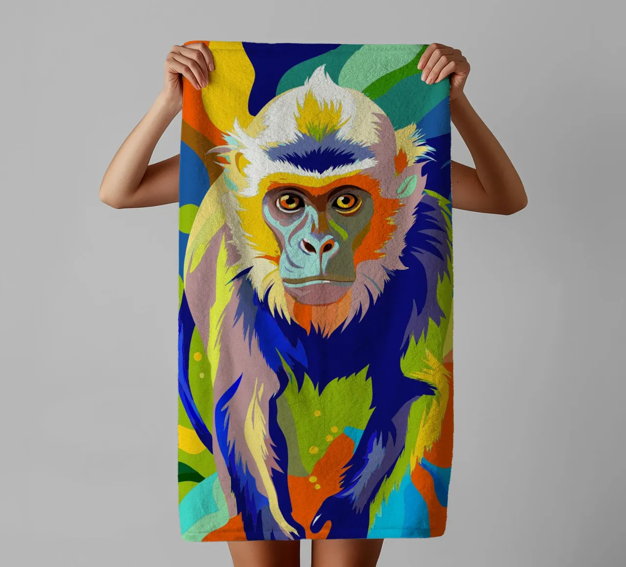 monkey painting art towel by zetazone
