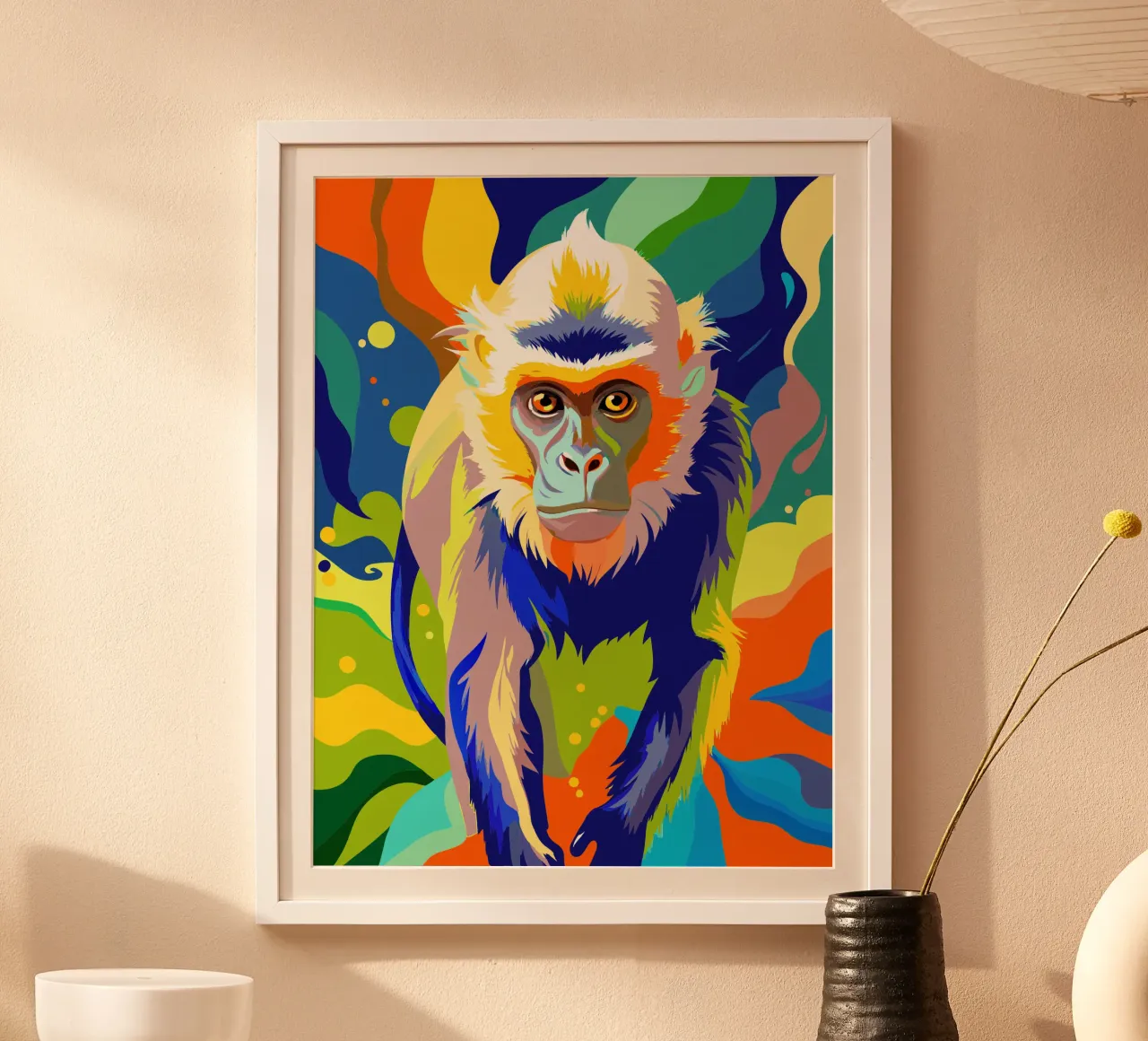 aap schilderkunst poster met houten frame van zetazone