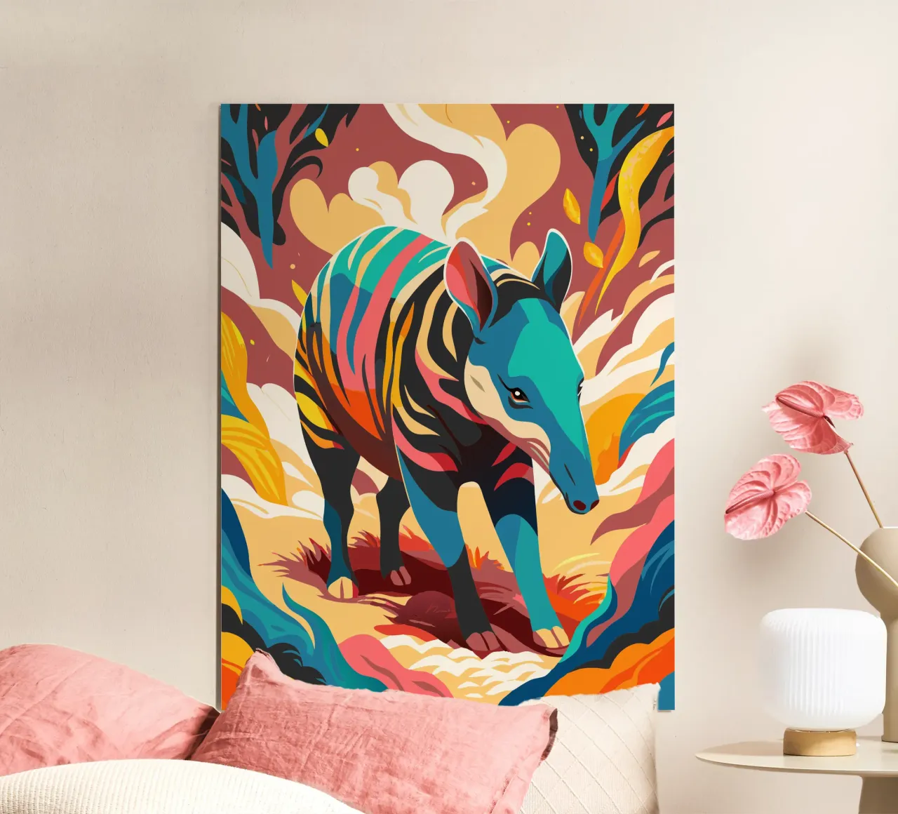 peinture de tapir art poster avec cadre en plastique de zetazone