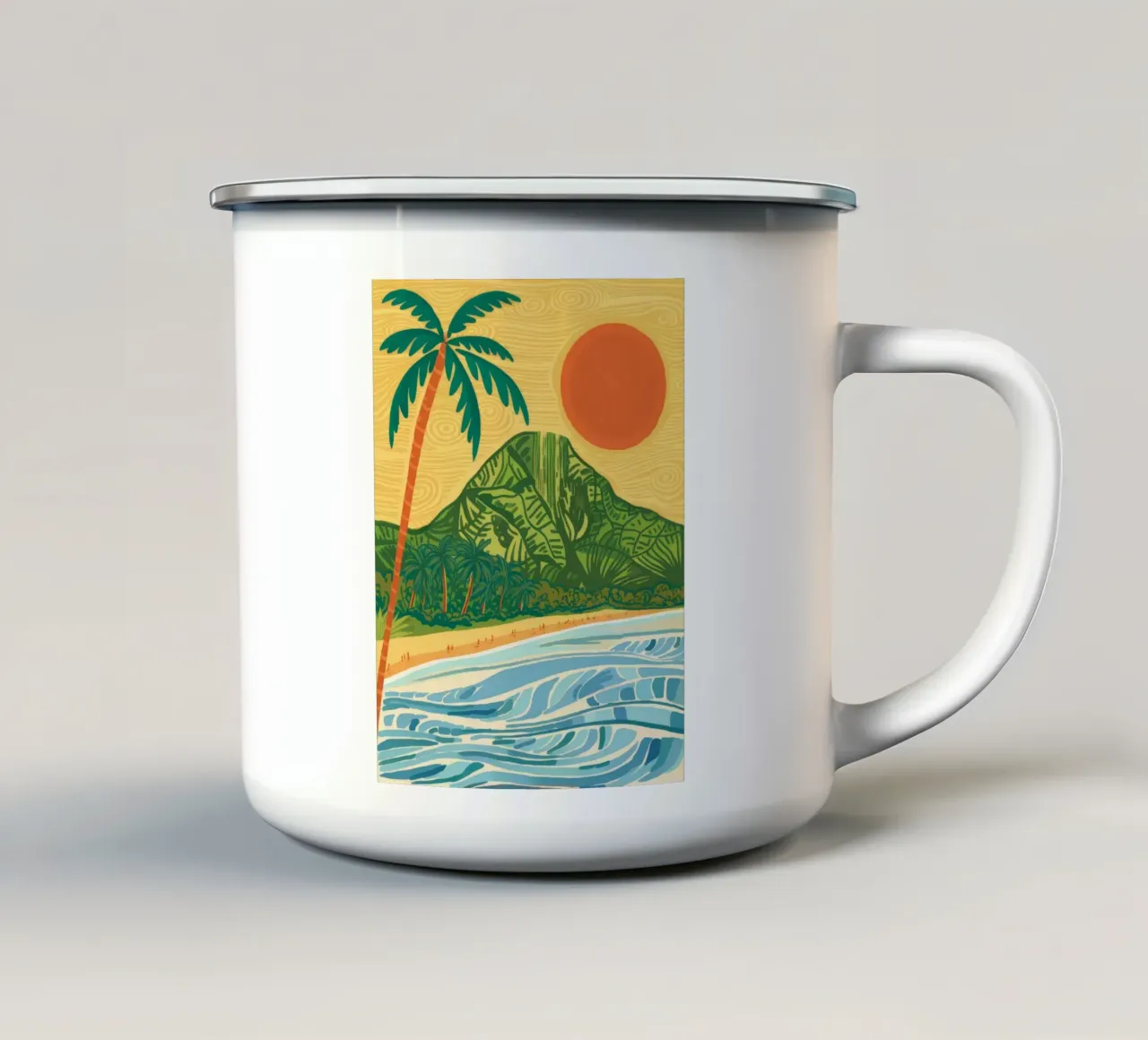Vulcano Beach Sun tazza in smalto da Haven Mirage