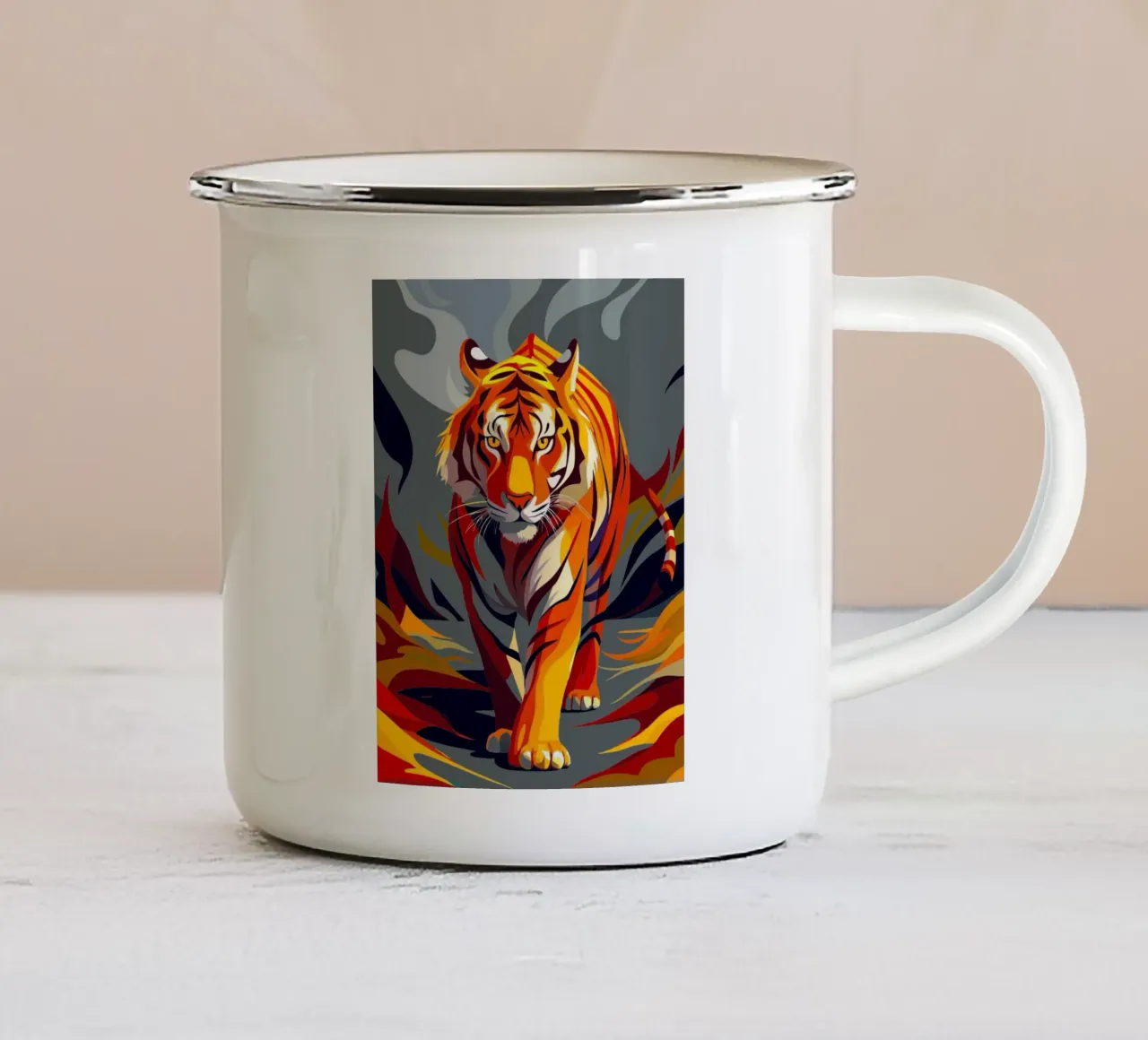 arte pittorica della tigre tazza in smalto da zetazone