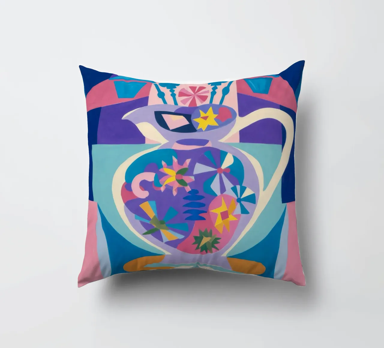 Abstract Teapot Bloom decorative cushion by Haven Mirage