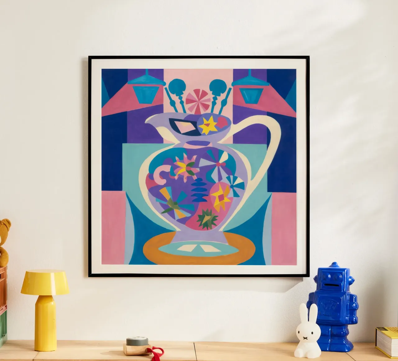 Teiera astratta in fiore poster con telaio in alluminio da Haven Mirage