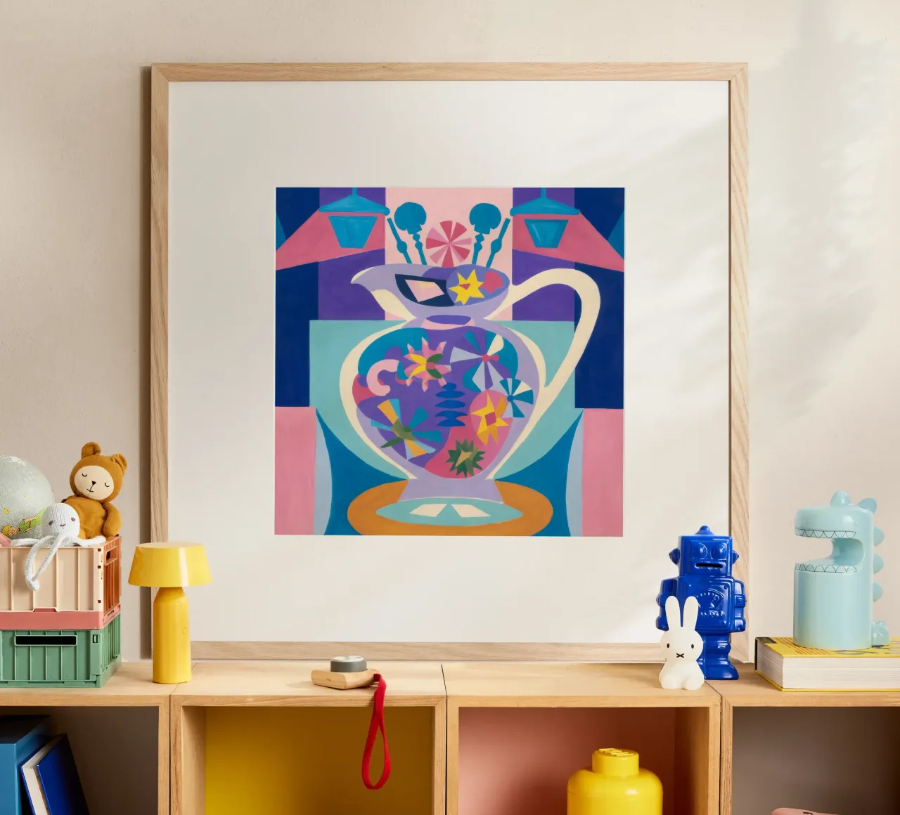 Teiera astratta in fiore poster con telaio in alluminio da Haven Mirage