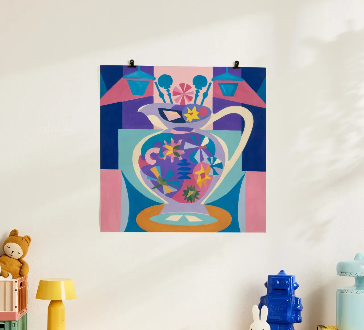 Teiera astratta in fiore poster con telaio in alluminio da Haven Mirage