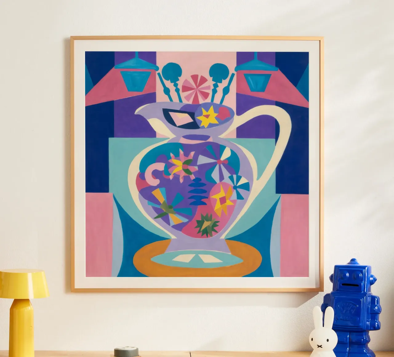 Teiera astratta in fiore poster con telaio in alluminio da Haven Mirage