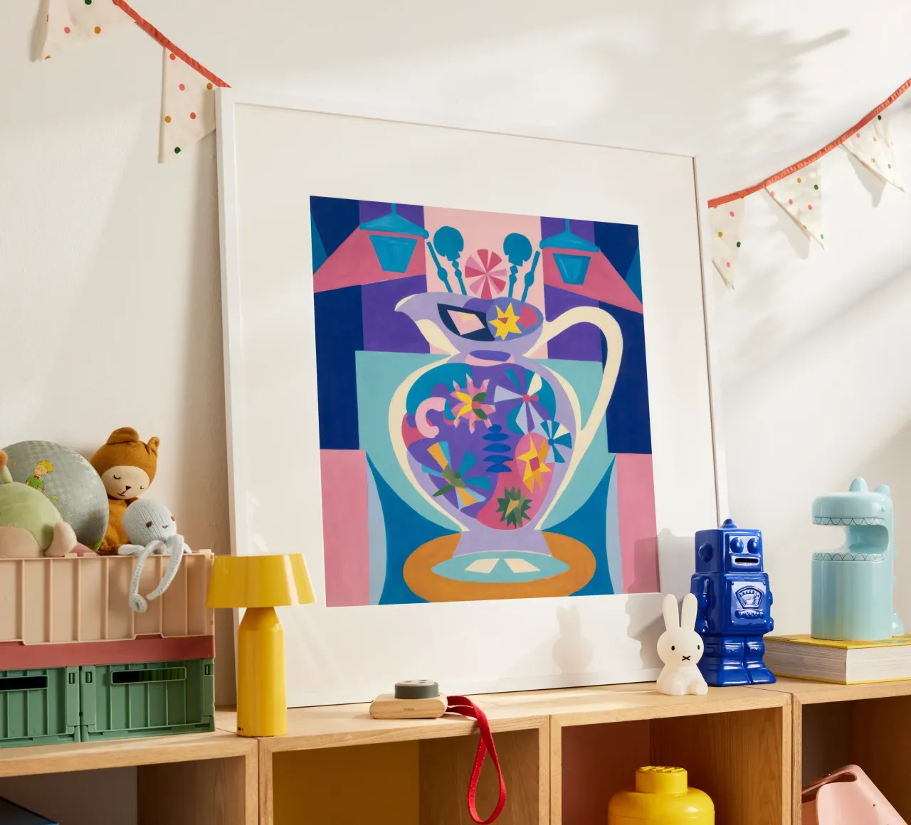 Teiera astratta in fiore poster con telaio in alluminio da Haven Mirage