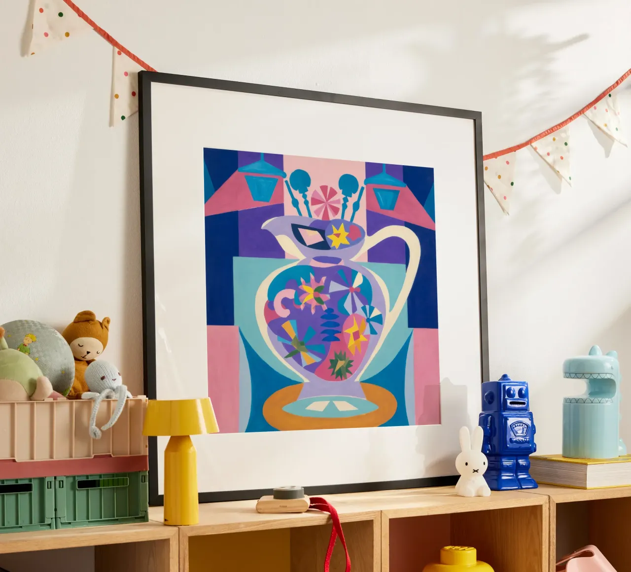 Teiera astratta in fiore poster con telaio in alluminio da Haven Mirage