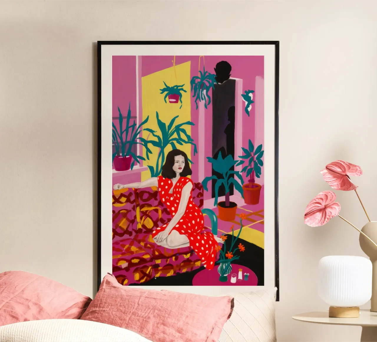 Riposo a pois poster con telaio in plastica da Chroma Haven