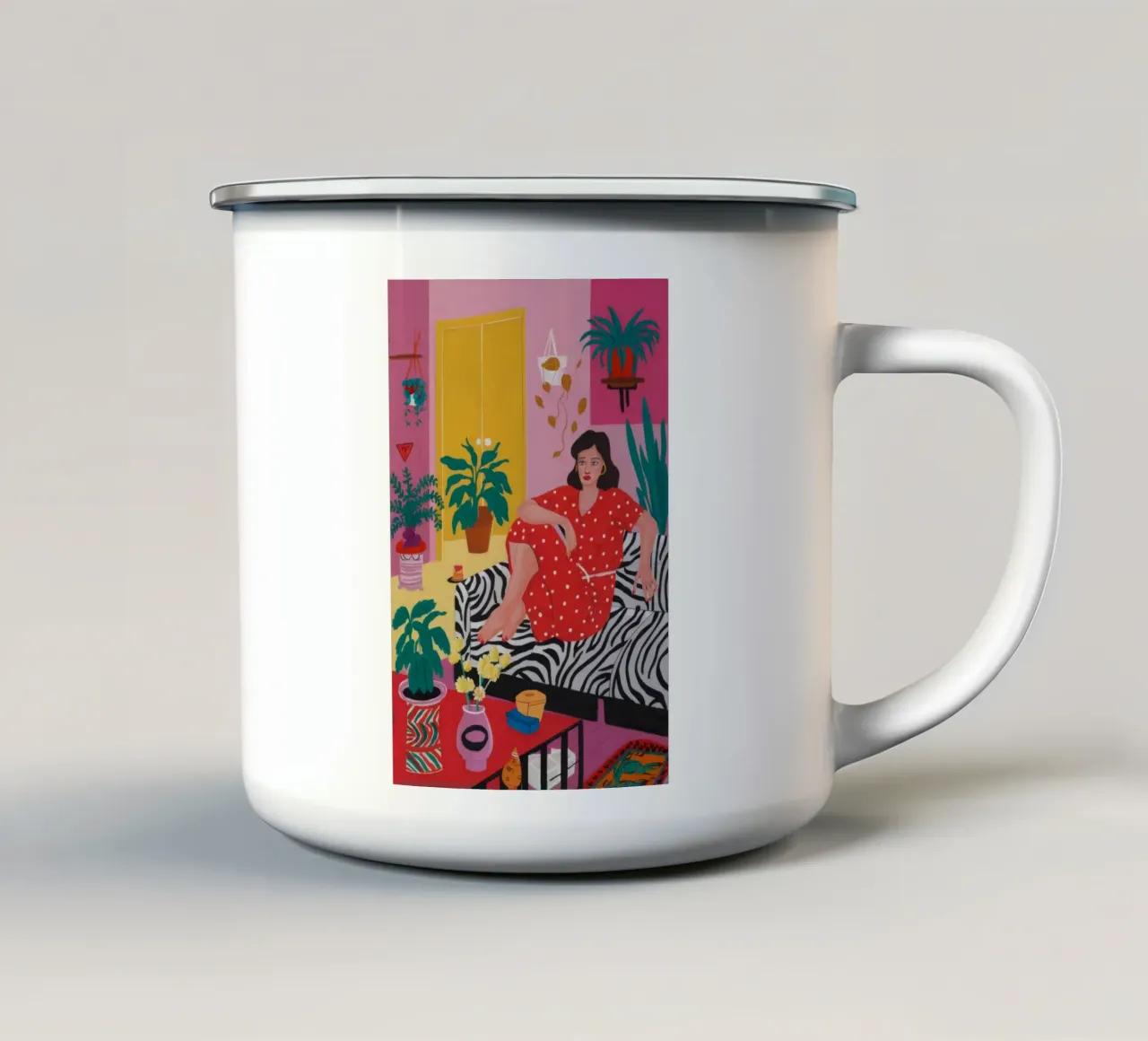 Zebra-Teppich-Rendezvous Emaille Tasse von Chroma Haven