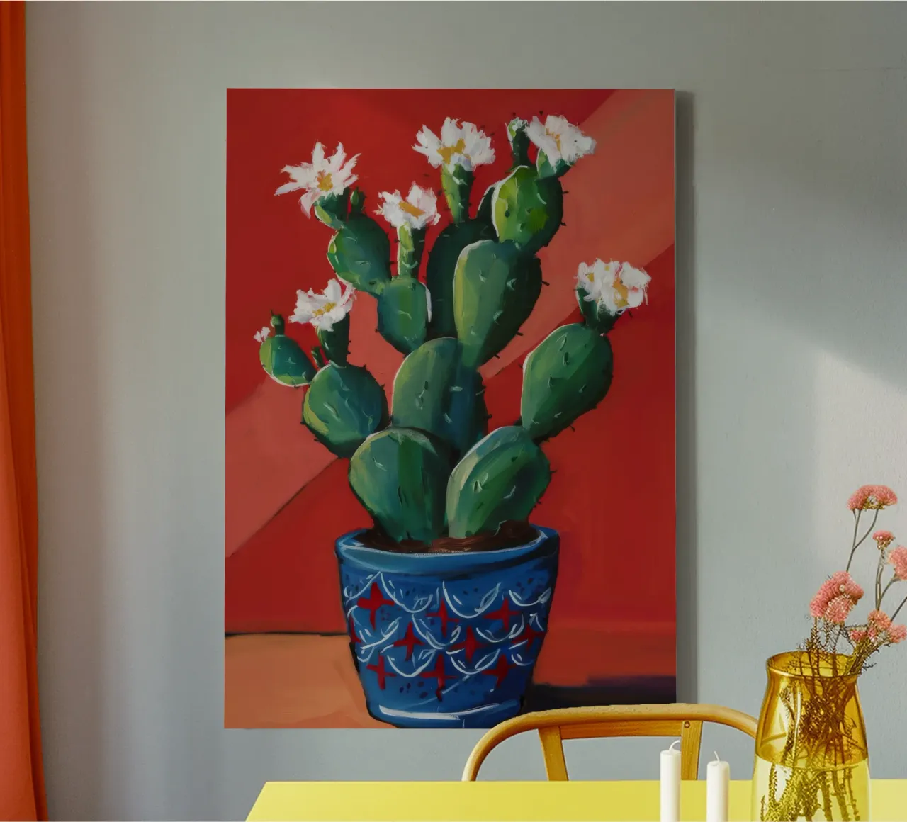 Cactus Bloom Boldness canvas with Floater frame by Chroma Haven