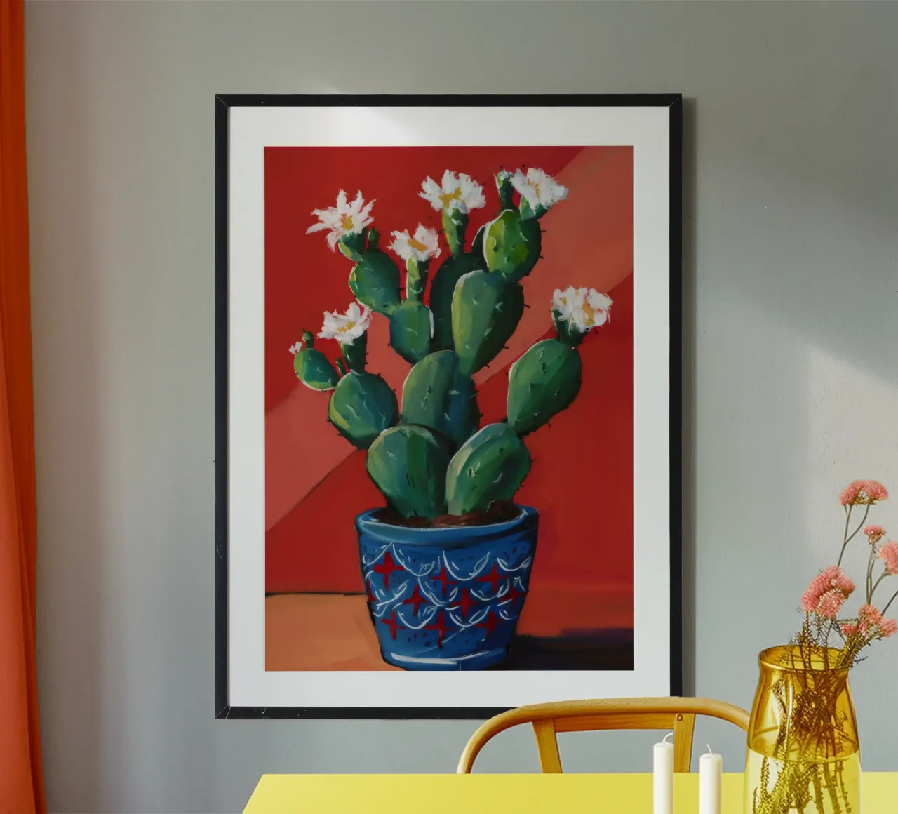 L'audacia della fioritura dei cactus poster con telaio in alluminio da Chroma Haven