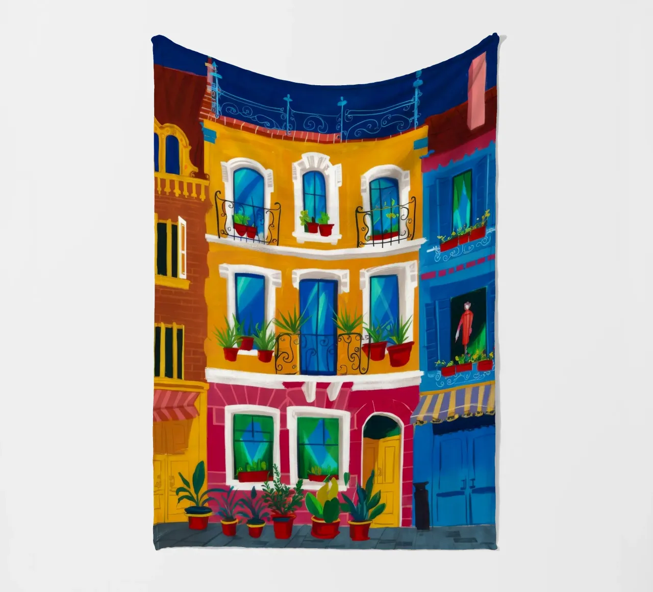 Sun-Kissed Balconies fleece blanket by Lumi Eyes