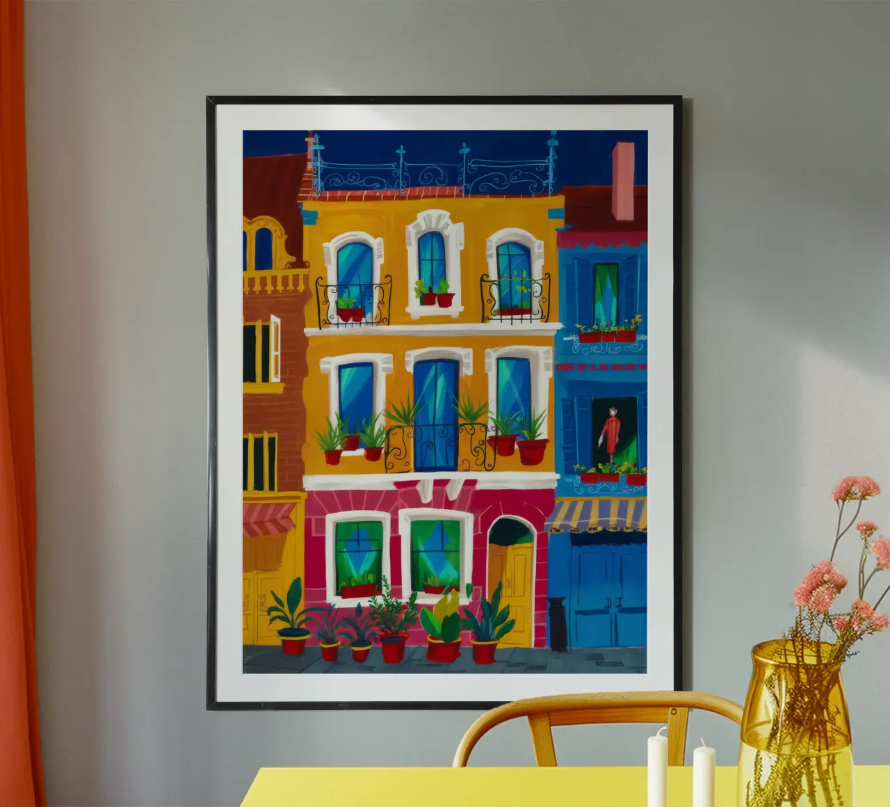 Balconi baciati dal sole poster con telaio in plastica da Lumi Eyes