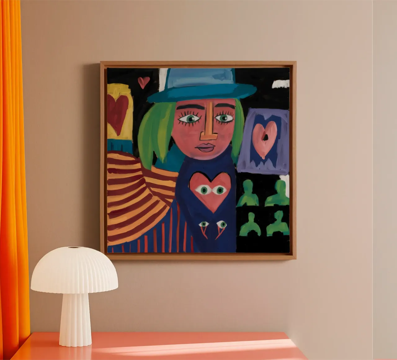 Abstracte hartstrijder canvas met Baklijst van Chroma Haven