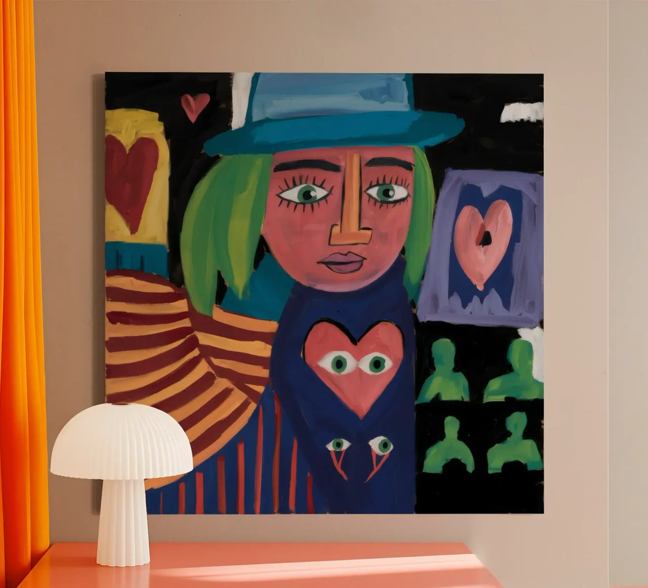 Abstracte hartstrijder canvas met Baklijst van Chroma Haven