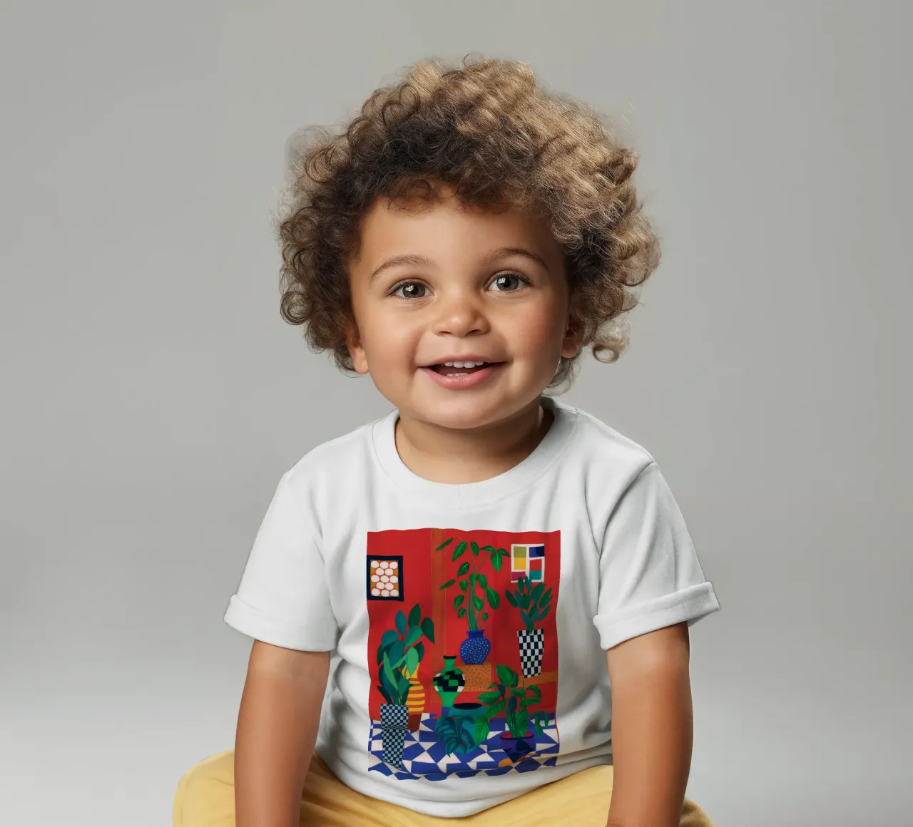 Crimson Vase Jungle baby t-shirt by Lumi Eyes