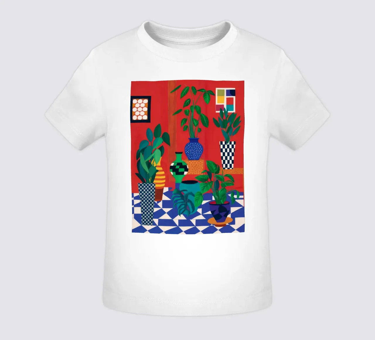 Crimson Vase Jungle baby t-shirt by Lumi Eyes