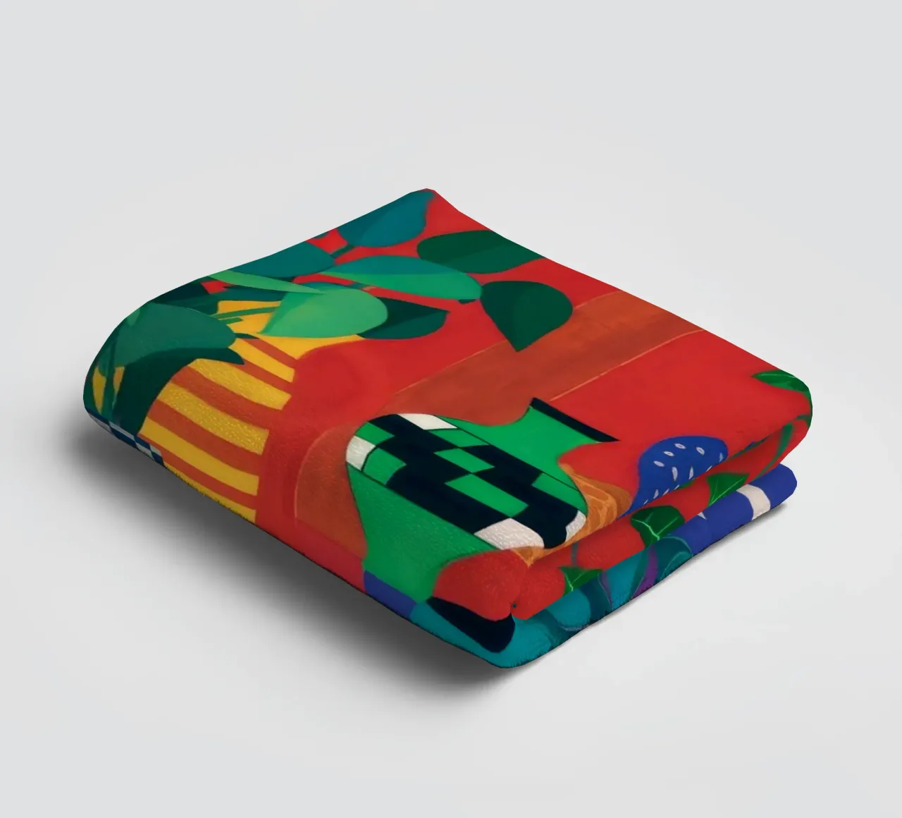 Karmozijnrode vaas jungle badhanddoek van Lumi Eyes
