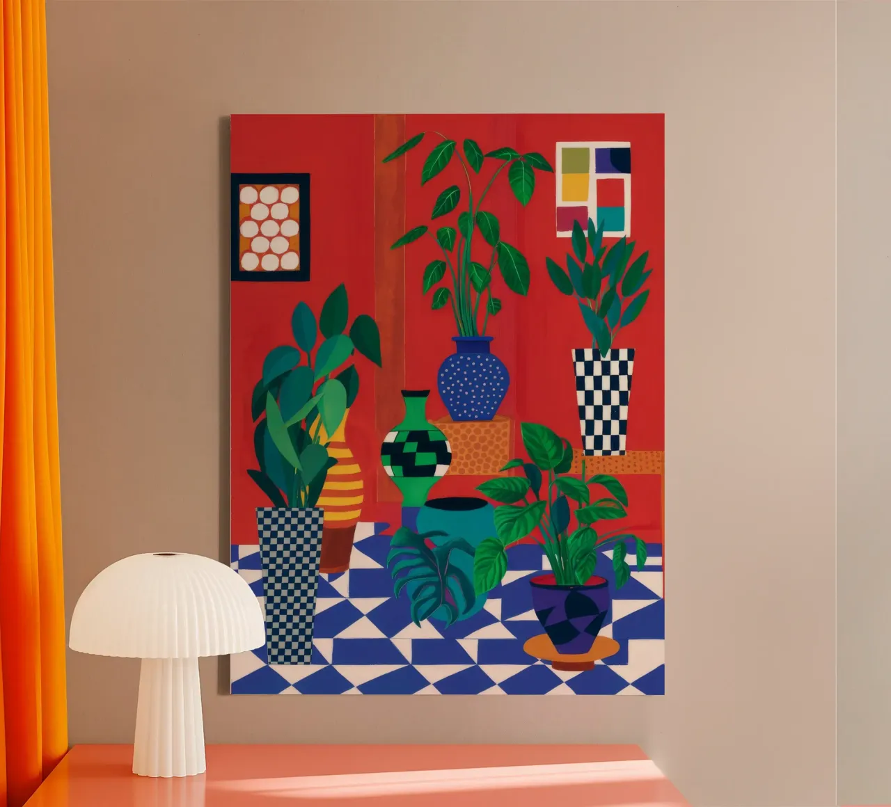 Crimson Vase Jungle canvas by Lumi Eyes