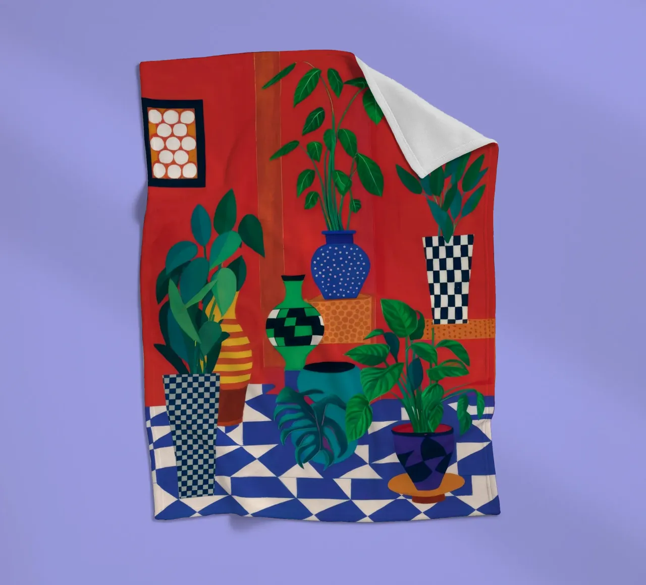 Crimson Vase Jungle fleece blanket by Lumi Eyes