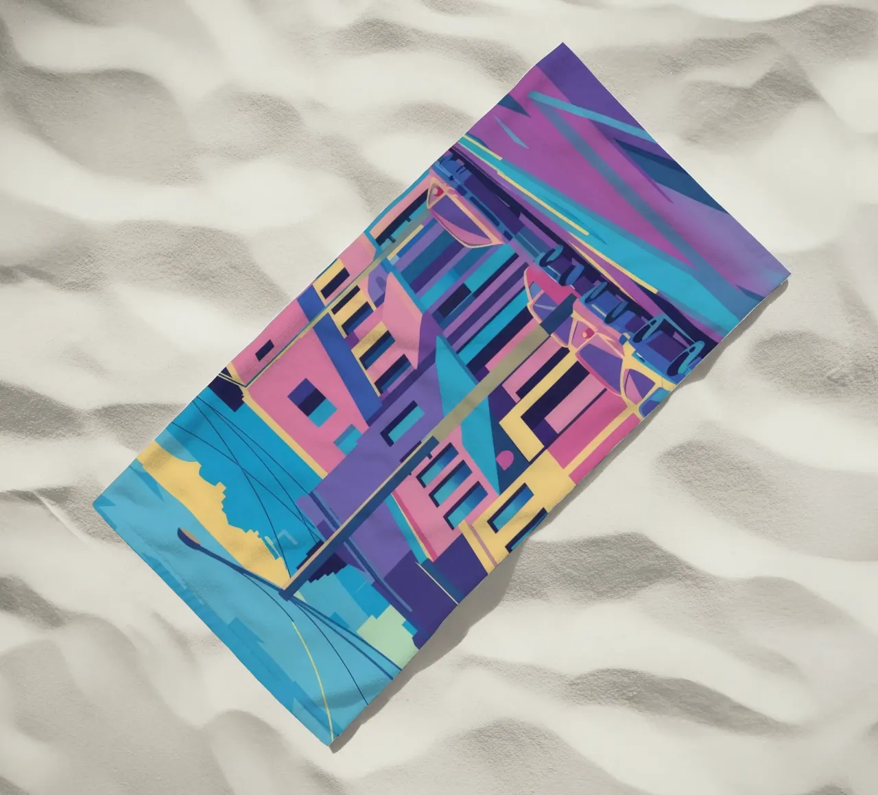 Sunset Street Hues beach towel by Chroma Haven
