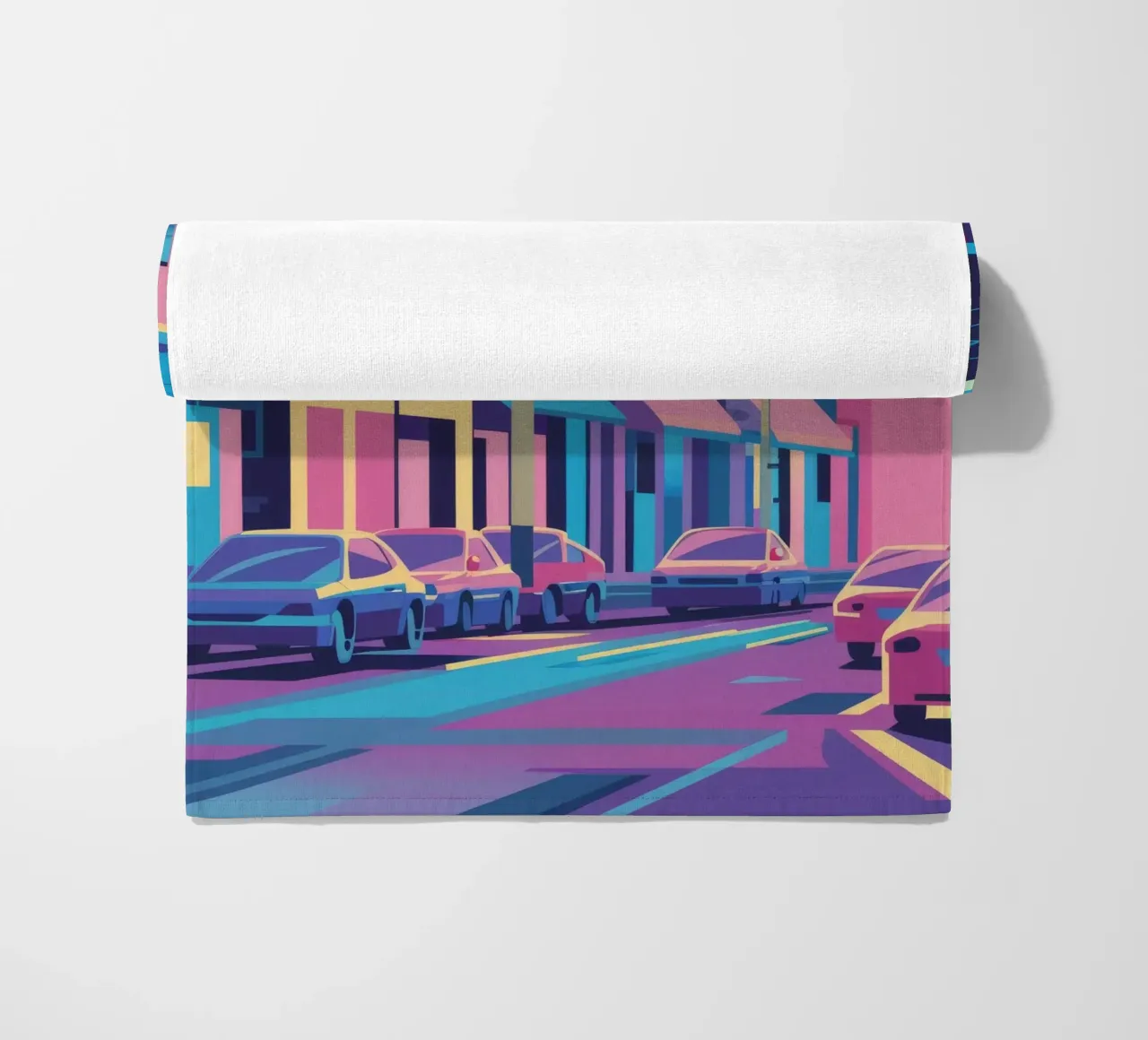 Sunset Street Hues beach towel by Chroma Haven