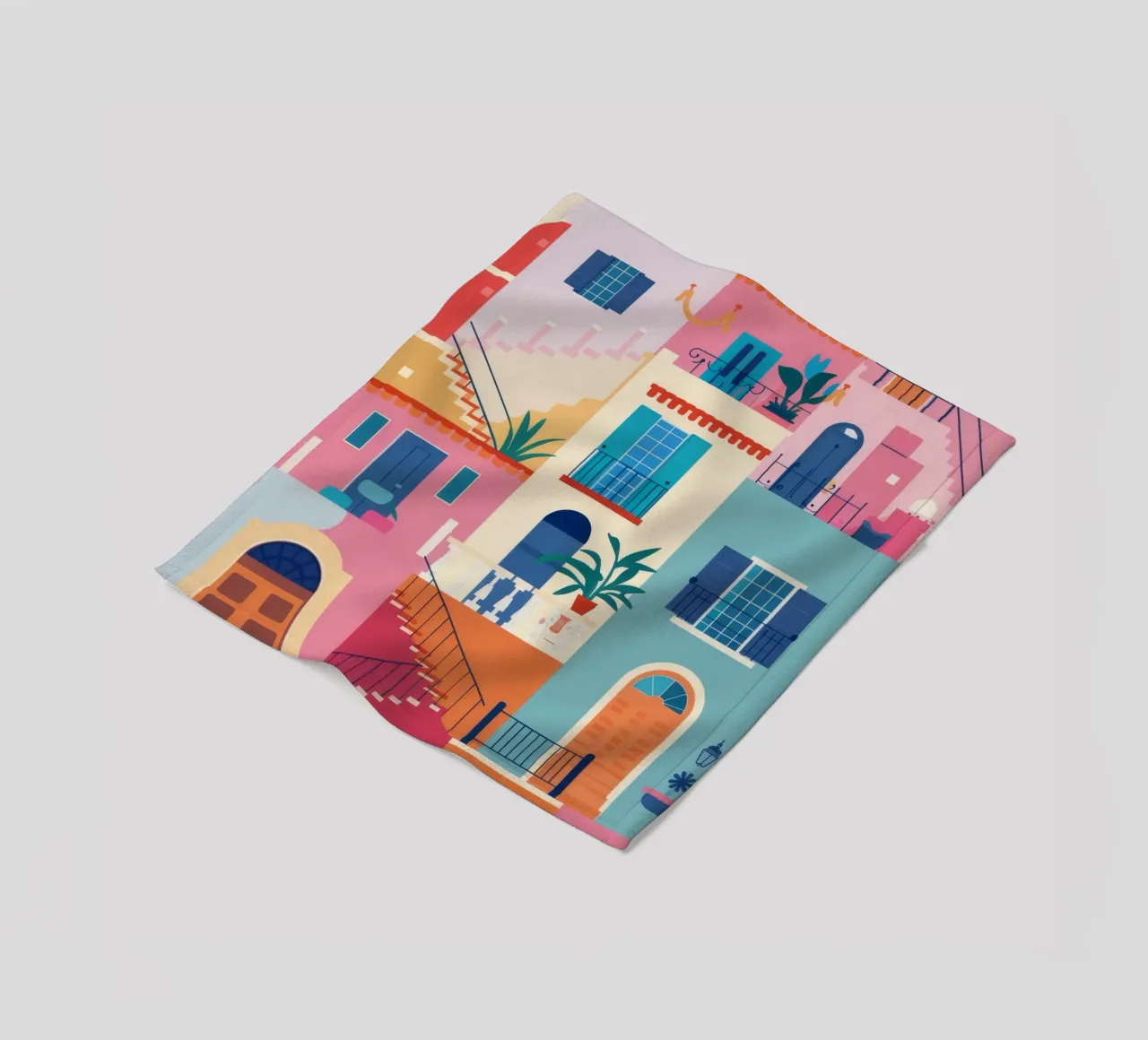 Terracotta Stair Escape fleece blanket by Lumi Eyes