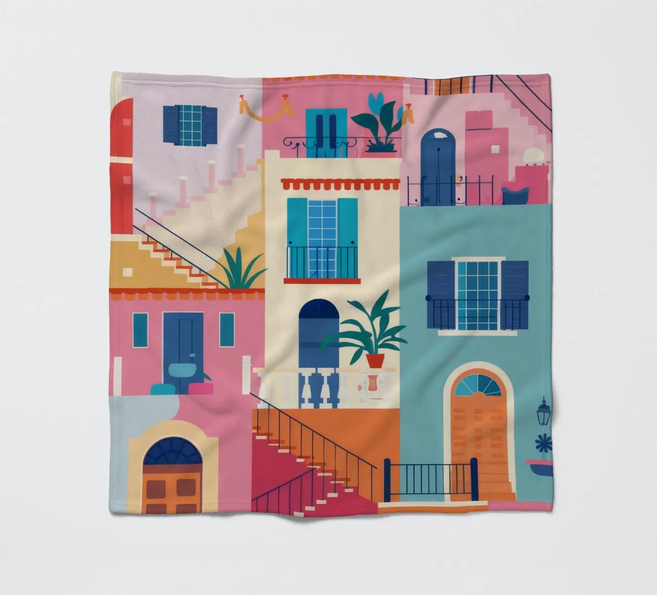 Terracotta Stair Escape fleece blanket by Lumi Eyes