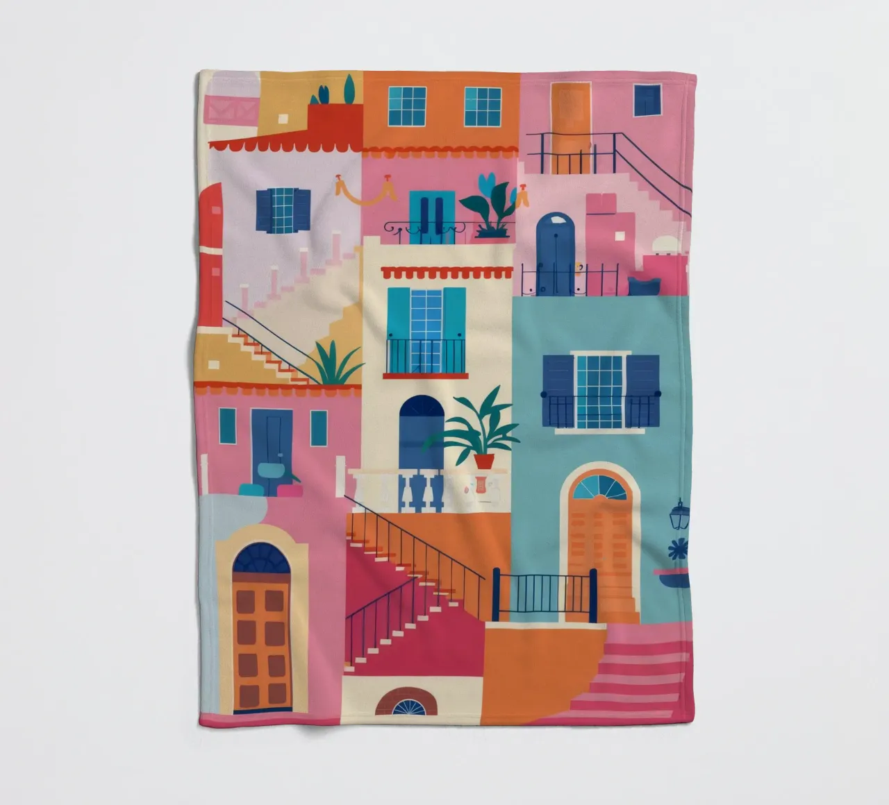Terracotta Stair Escape fleece blanket by Lumi Eyes