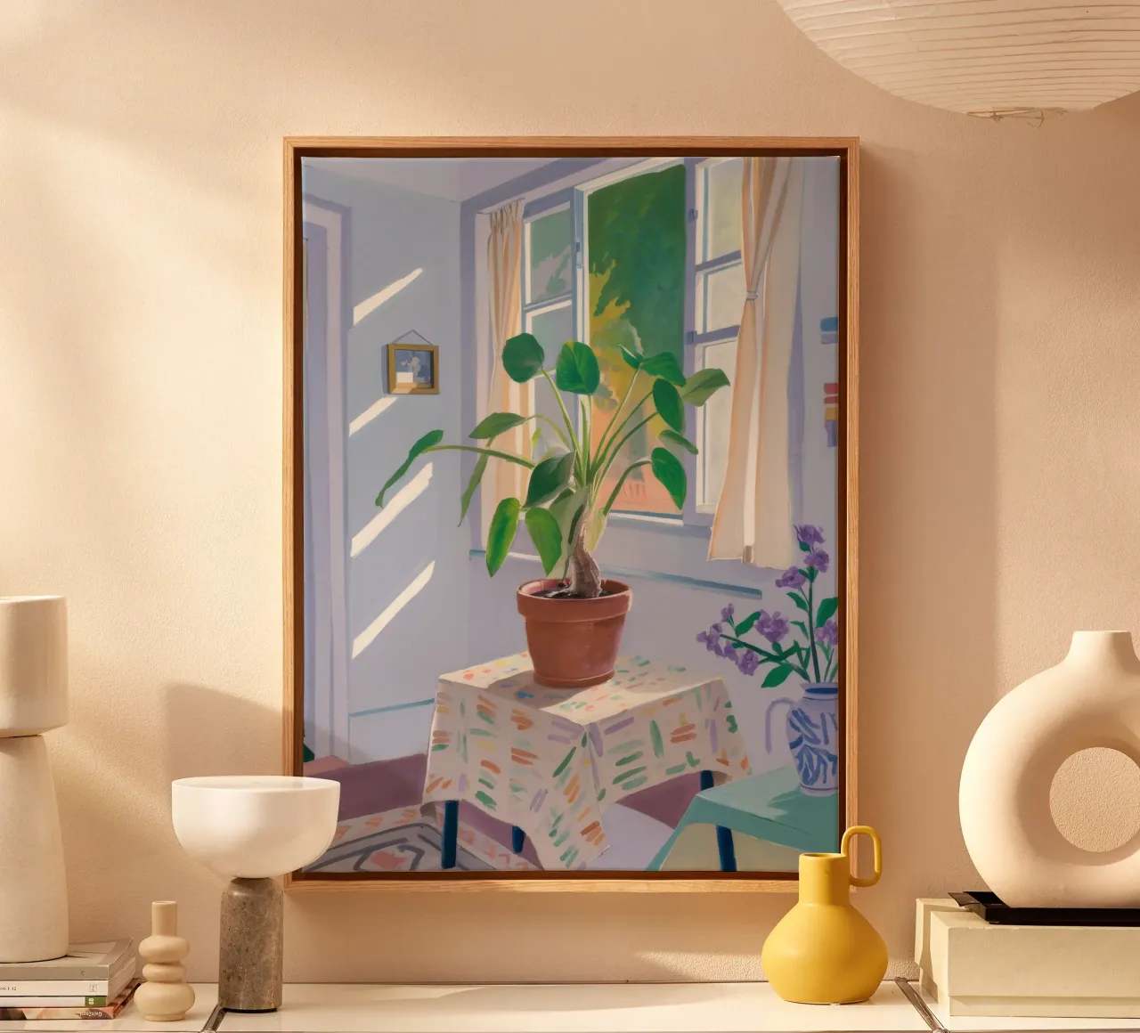 Angolo di lettura illuminato dal sole tela con Cornice a cassetta da Chroma Haven