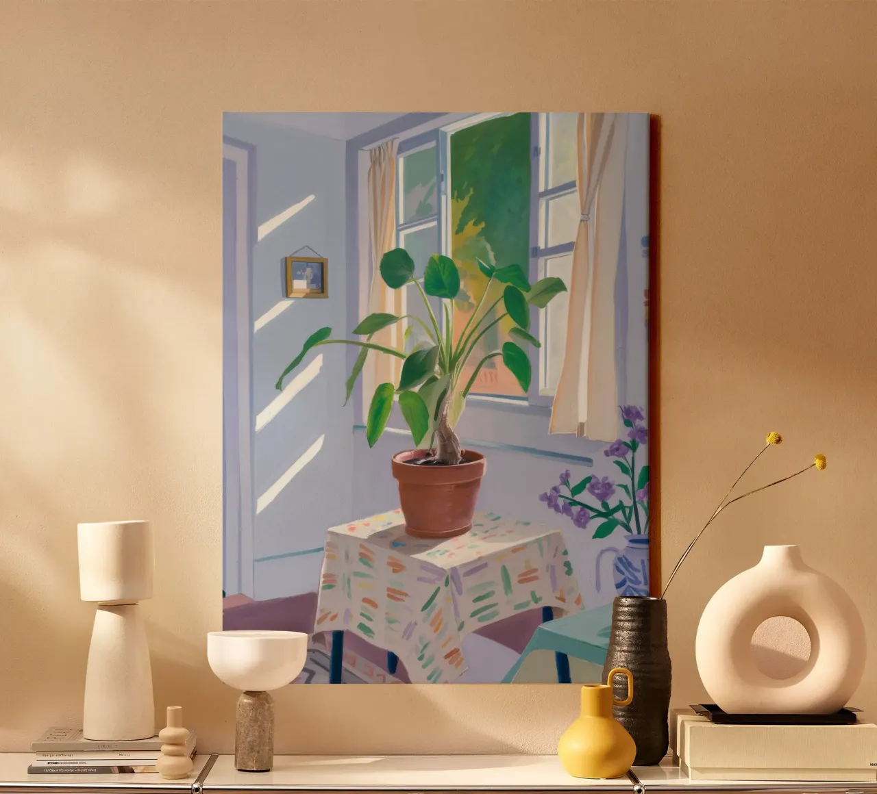 Angolo di lettura illuminato dal sole tela con Cornice a cassetta da Chroma Haven