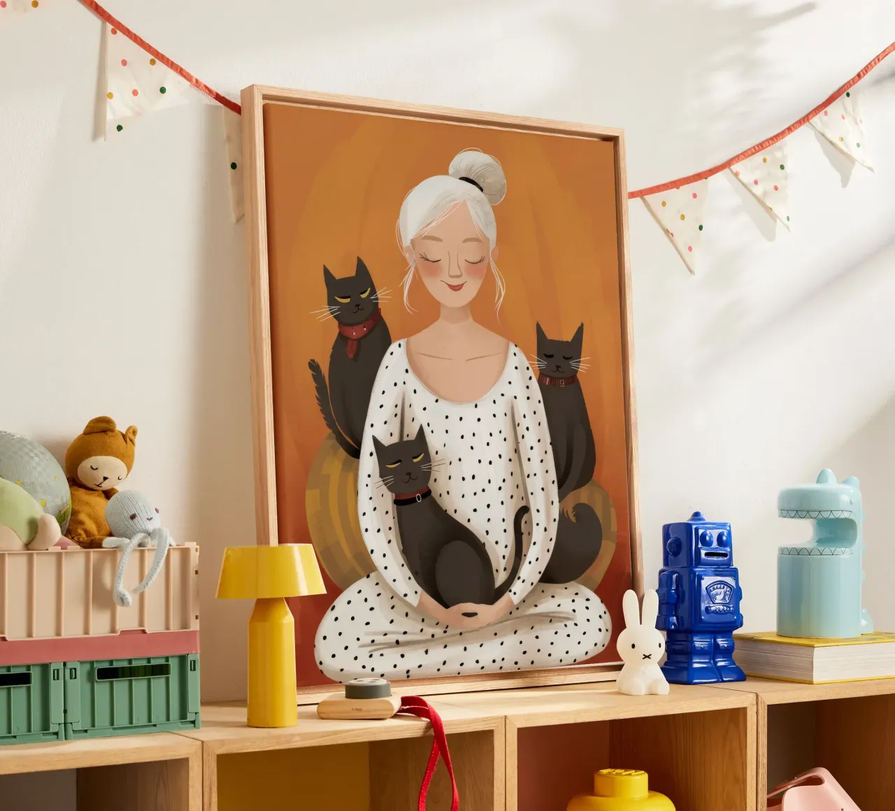 Coccole serene per i gatti tela con Cornice a cassetta da Chroma Haven