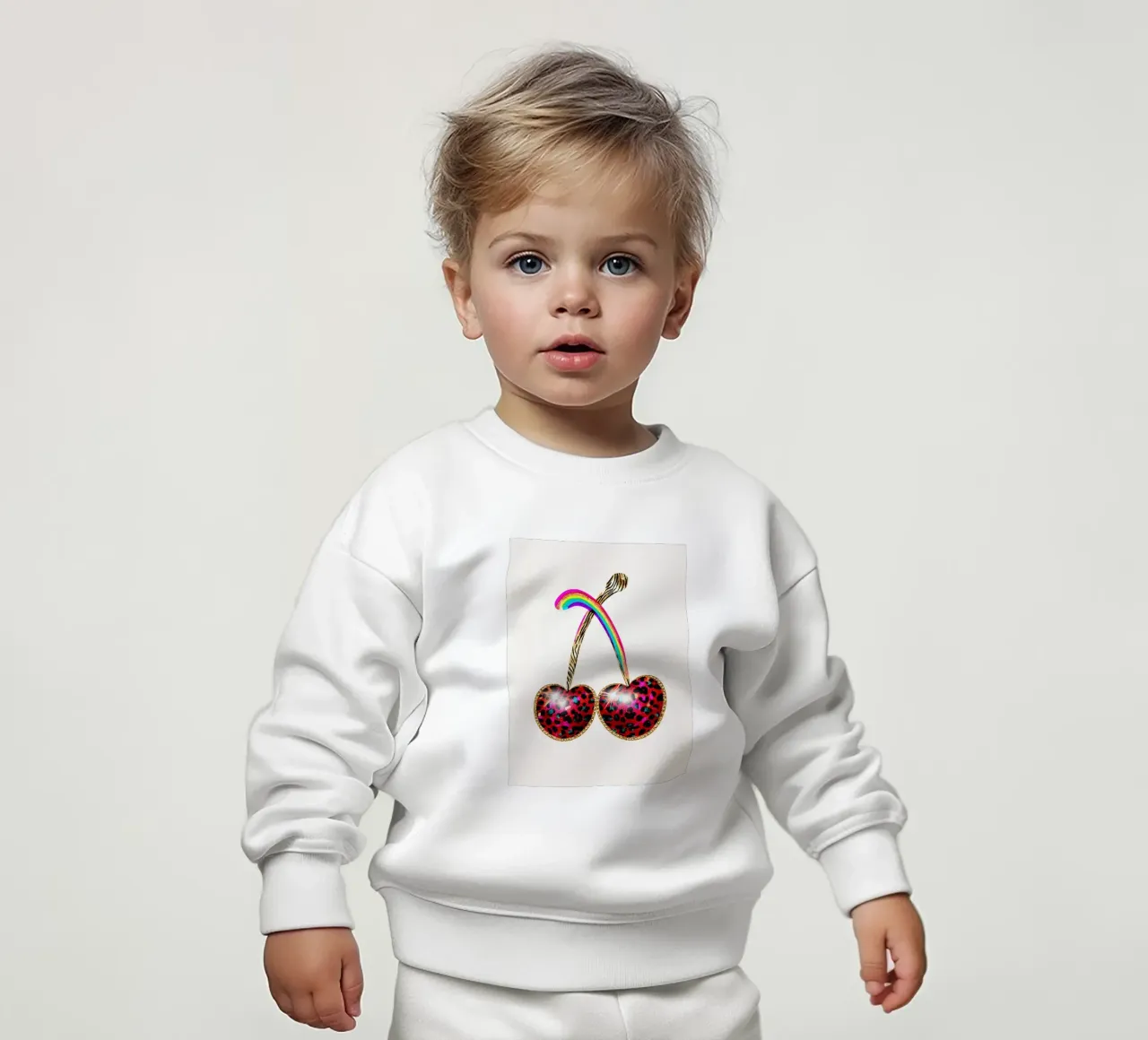 Ciliegie strass con leo felpa neonato da Carinaprint