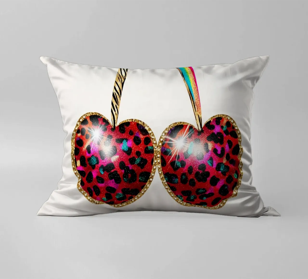 Ciliegie strass con leo cuscino da Carinaprint